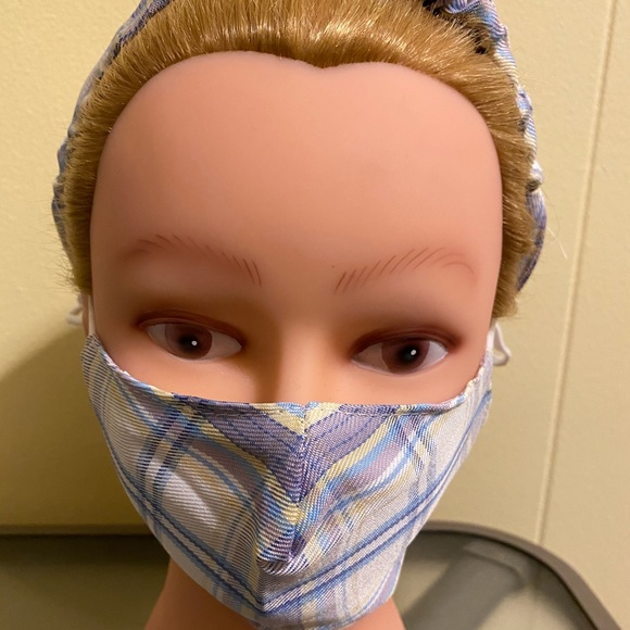 Three Piece Multi Color Face Mask w/ Scrunchie - Picture 2 of 3